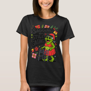 Sagging But Still Gagging Funny Christmas Frog Hol T-Shirt