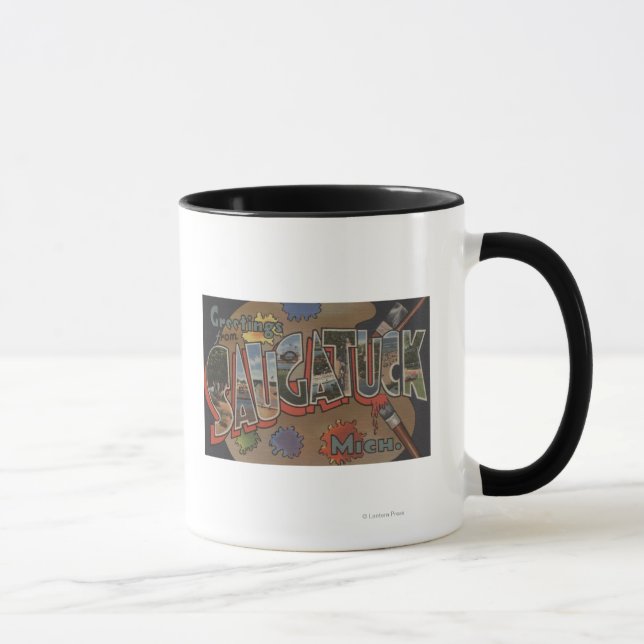 Saginaw, Michigan - Large Letter Scenes Mug (Right)