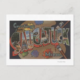Saginaw, Michigan - Large Letter Scenes Postcard