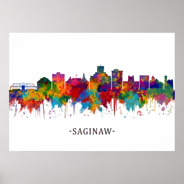 Saginaw Michigan Skyline Poster (Front)