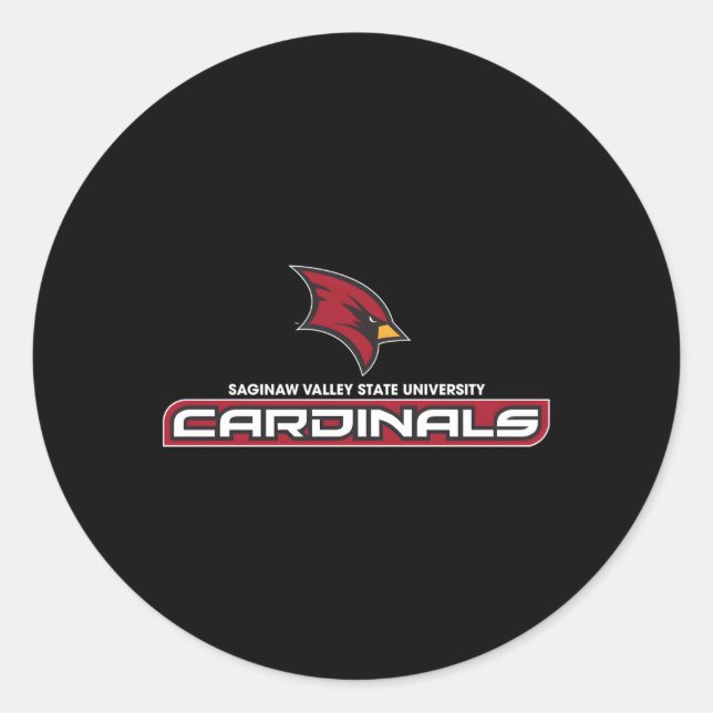 Saginaw Valley State Cardinals Icon Classic Round Sticker (Front)