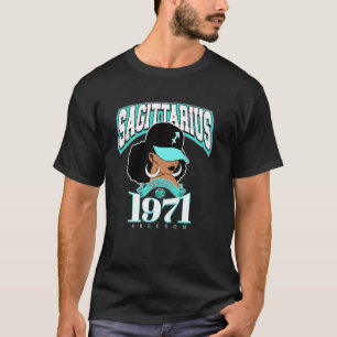 Sagittarius 1971 Afro Queen Zodiac Birthday Sassy T-Shirt