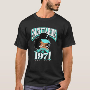 Sagittarius 1971 Afro Queen Zodiac Birthday Sassy T-Shirt