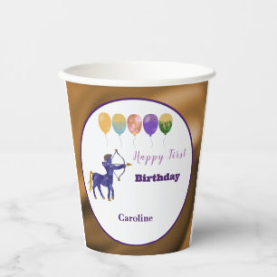 Sagittarius 1st Birthday Gold Foil Elegant Zodiac Paper Cups