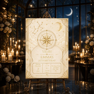 Sagittarius 25th Birthday Invitation Gold Cream