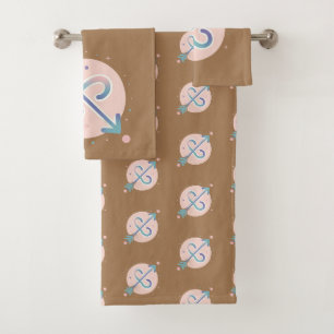 SAGITTARIUS, Abstract Design of the Zodiac Sign, Bath Towel Set