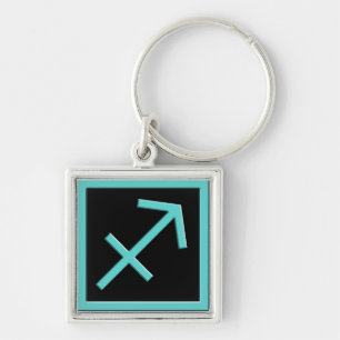 Sagittarius Aqua Zodiac Design Premium Keychain