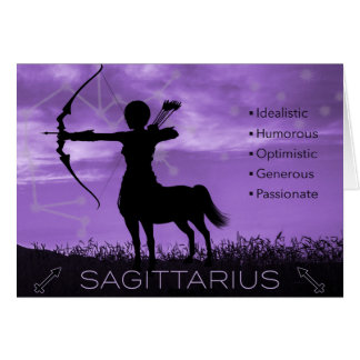Sagittarius Archer Zodiac Card with Traits