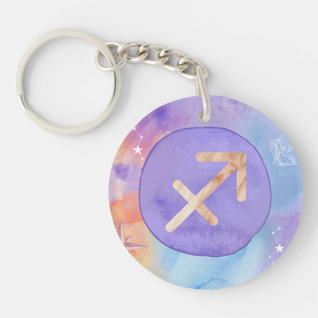Sagittarius Astrology Zodiac Wanderer’s Keychain (Front)