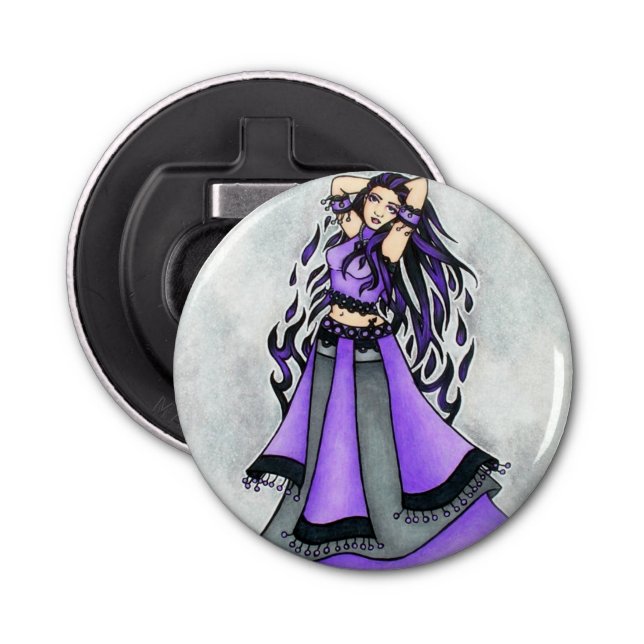 Sagittarius Belly Dancer Purple Bottle Opener (Front)