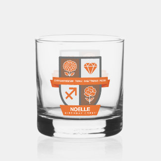 Sagittarius Birthday Crest™ November 22-30 Whiskey Glass