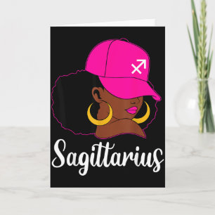 Sagittarius Black Girl Pink Cap Zodiac Birthday Af Card