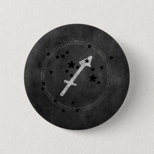 Sagittarius black & silver constellation zodiac 6 cm round badge