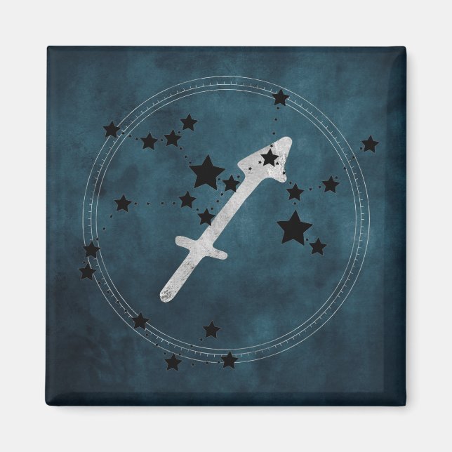 Sagittarius black & silver constellation zodiac  magnet (Front)