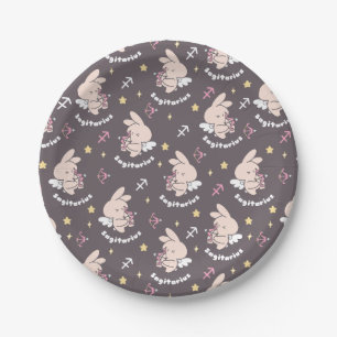 Sagittarius Bunny Pattern: Love's Cosmic Dance II Paper Plate