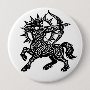 Sagittarius Centaur Archer — Mythic Zodiac Inkwork 10 Cm Round Badge