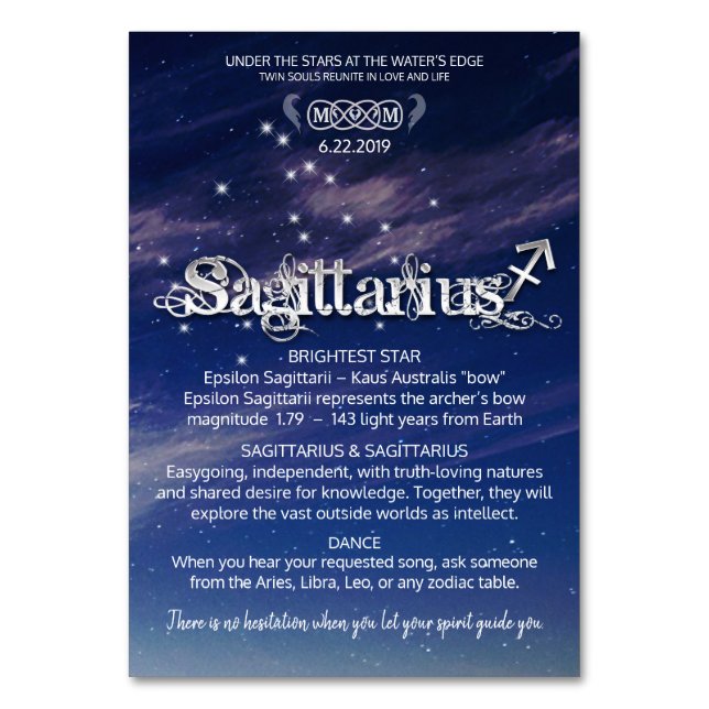 Sagittarius Centerpiece Table Card (Front)