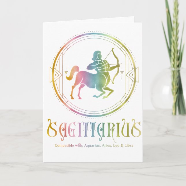 Sagittarius Compatibility Birthday Greeting Card (Front)