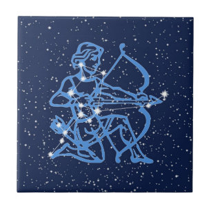 Sagittarius  Constellation and Sun Sign with Stars Tile