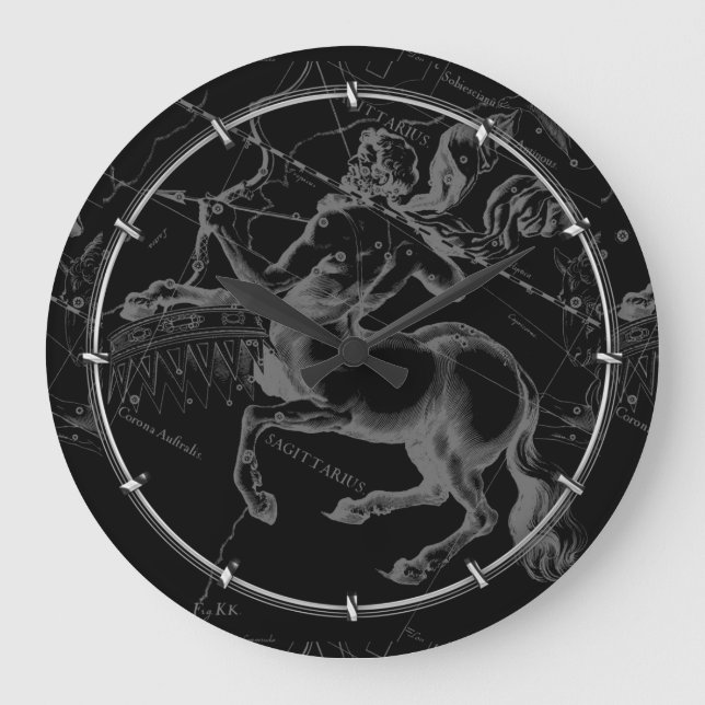 Sagittarius Constellation Classy Hevelius Engaving Large Clock (Front)