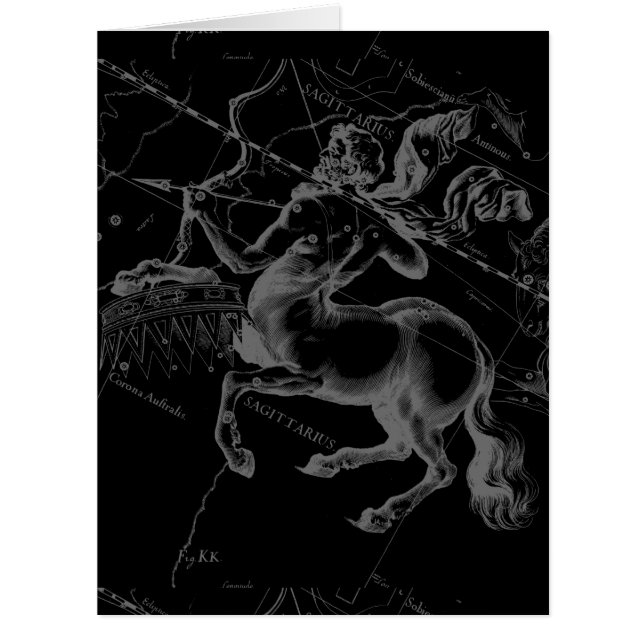 Sagittarius Constellation Hevelius Map on Black (Front)