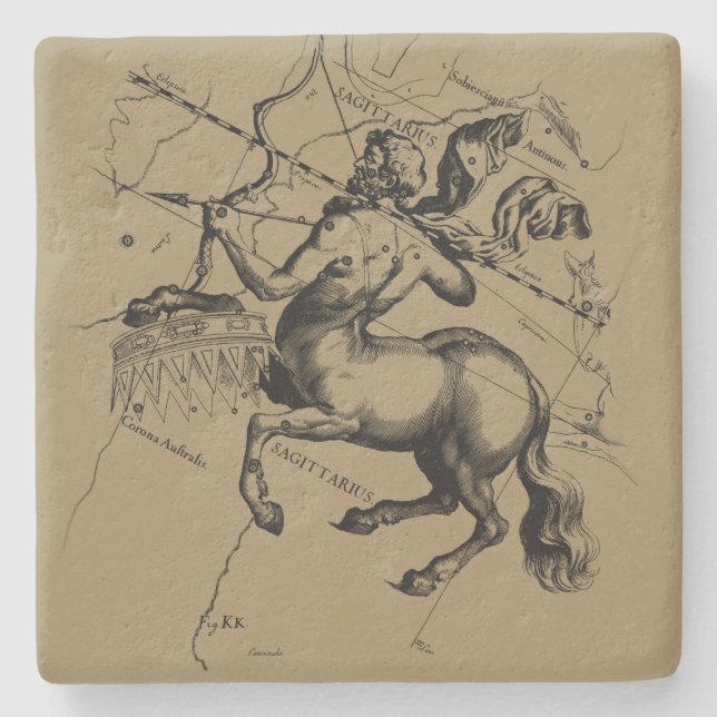 Sagittarius Constellation Map Hevelius 1690 Stone Coaster (Front)