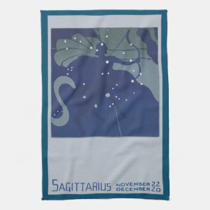 Sagittarius Constellation Vintage Zodiac Astrology Tea Towel