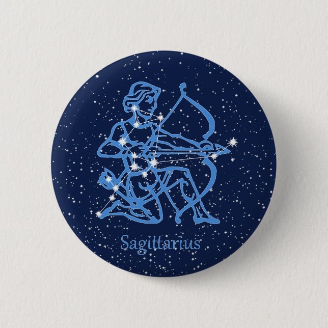 Sagittarius Constellation & Zodiac Sign with Stars 6 Cm Round Badge (Front)