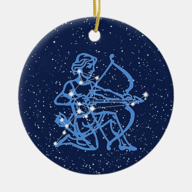 Sagittarius Constellation & Zodiac Sign with Stars Ceramic Tree Decoration (Front)