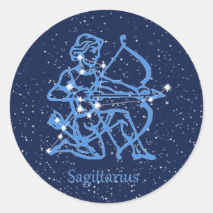 Sagittarius Constellation & Zodiac Sign with Stars Classic Round Sticker