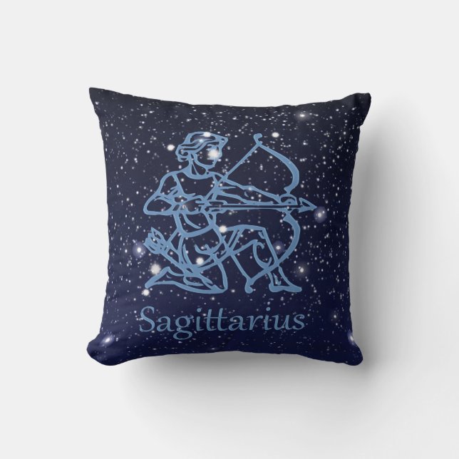 Sagittarius Constellation & Zodiac Sign with Stars Cushion (Front)