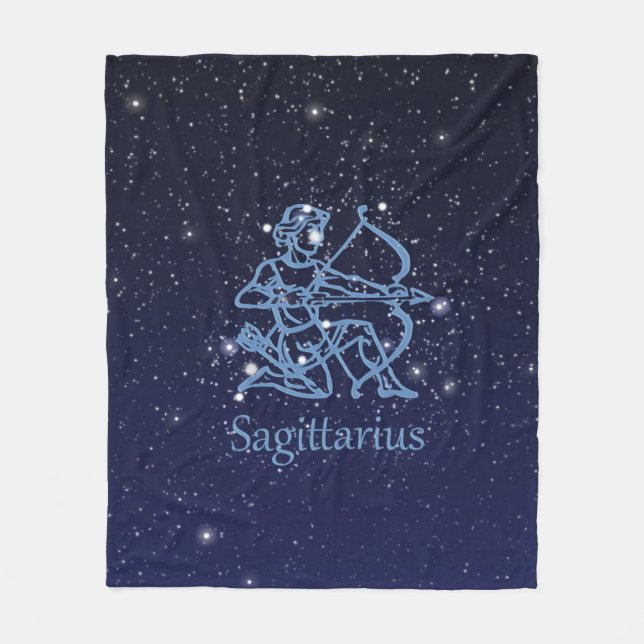 Sagittarius Constellation & Zodiac Sign with Stars Fleece Blanket (Front)