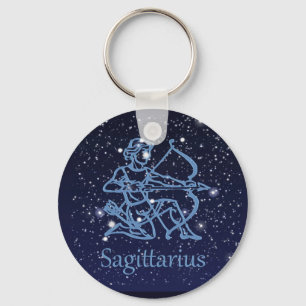 Sagittarius Constellation & Zodiac Sign with Stars Key Ring