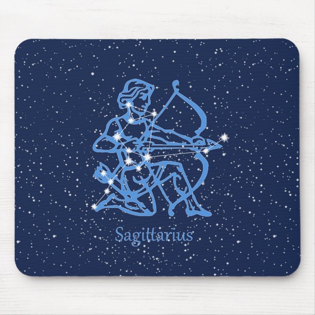 Sagittarius Constellation & Zodiac Sign with Stars Mouse Pad (Front)