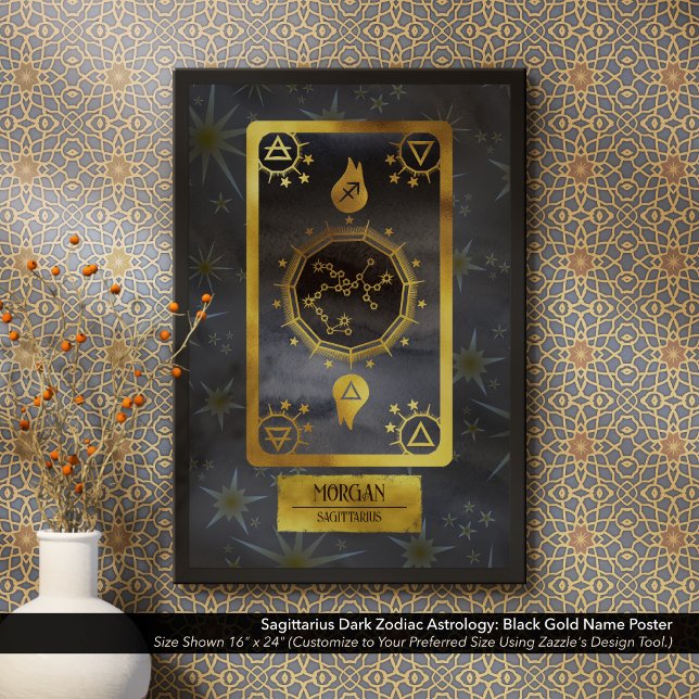 Sagittarius Dark Zodiac Astrology: Black Gold Name Poster (Dark Zodiac Poster: for the Birth Sign Sagittarius in Black and Gold Personalized with Your Name.)