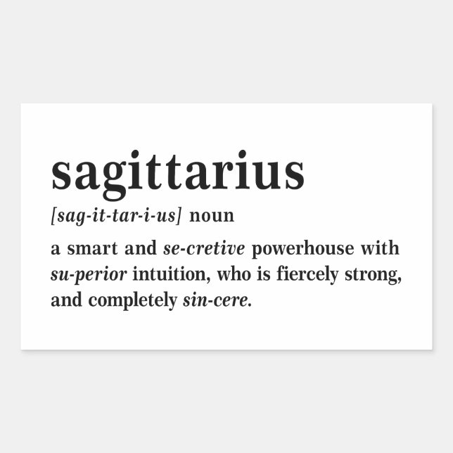 Sagittarius Definition Aesthetic Astrology Gift Rectangular Sticker (Front)