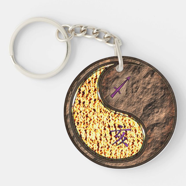 Sagittarius & Earth Boar Key Ring (Front)