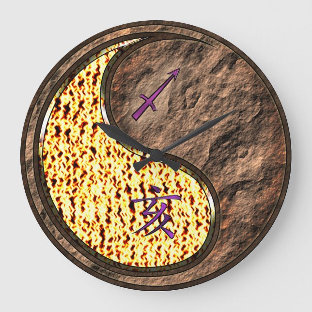 Sagittarius & Earth Boar Large Clock (Front)