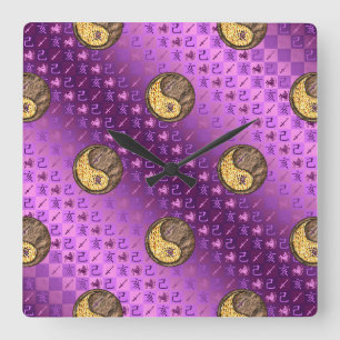 Sagittarius & Earth Boar Square Wall Clock