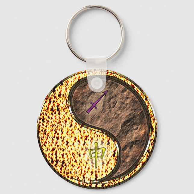 Sagittarius & Earth Monkey Key Ring (Front)