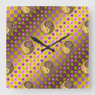 Sagittarius & Earth Monkey Square Wall Clock