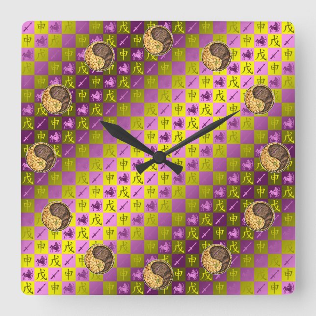 Sagittarius & Earth Monkey Square Wall Clock (Front)
