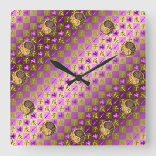 Sagittarius & Earth Rat Square Wall Clock