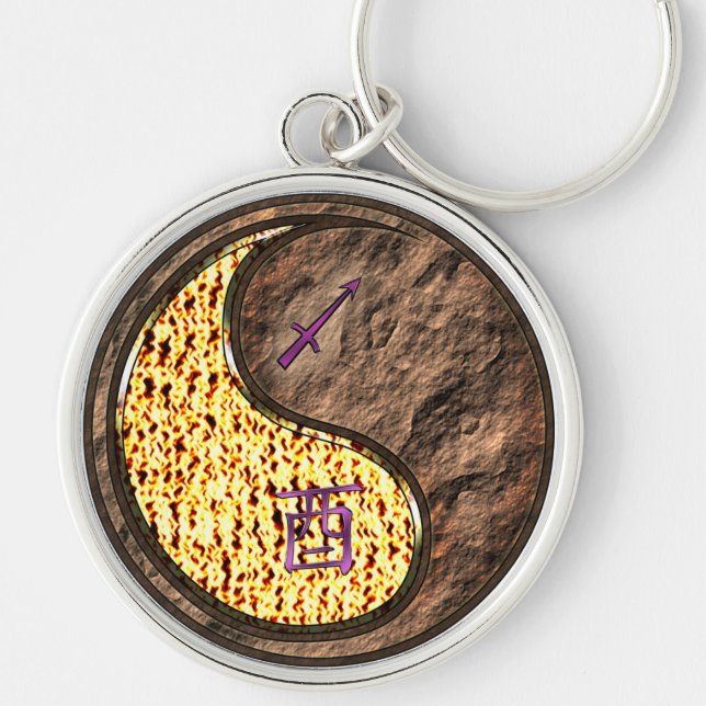 Sagittarius & Earth Rooster Key Ring (Front)