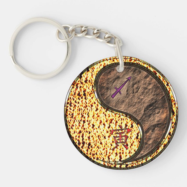 Sagittarius & Earth Tiger Key Ring (Front)