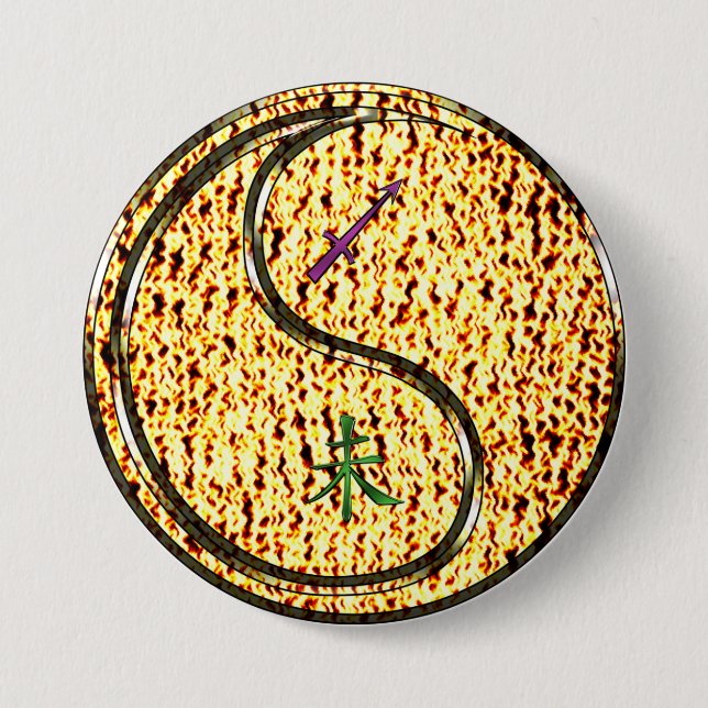 Sagittarius & Fire Goat 7.5 Cm Round Badge (Front)