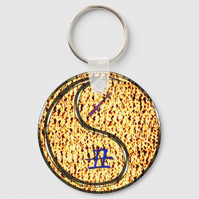 Sagittarius & Fire Ox Key Ring (Front)