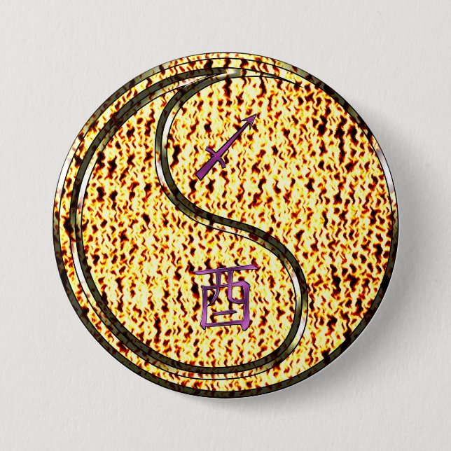 Sagittarius & Fire Rooster 7.5 Cm Round Badge (Front)