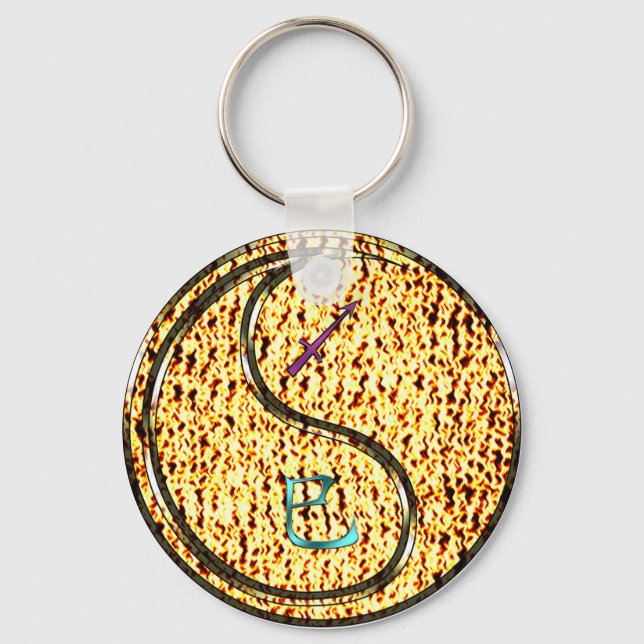 Sagittarius & Fire Snake Key Ring (Front)