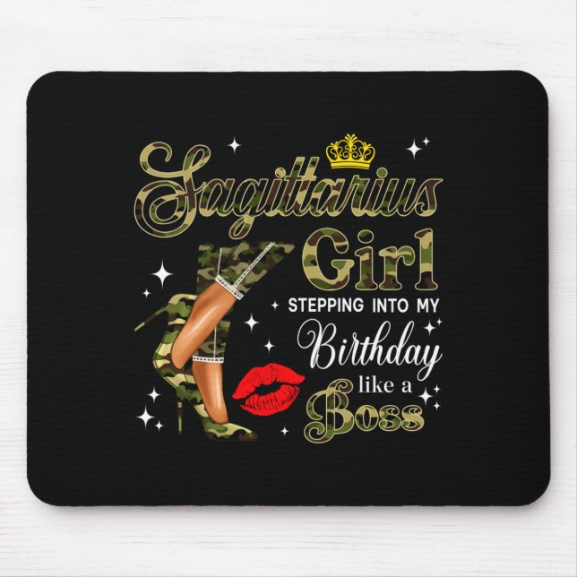 Sagittarius Girl Camouflage Black Woman Camo Heels Mouse Pad (Front)